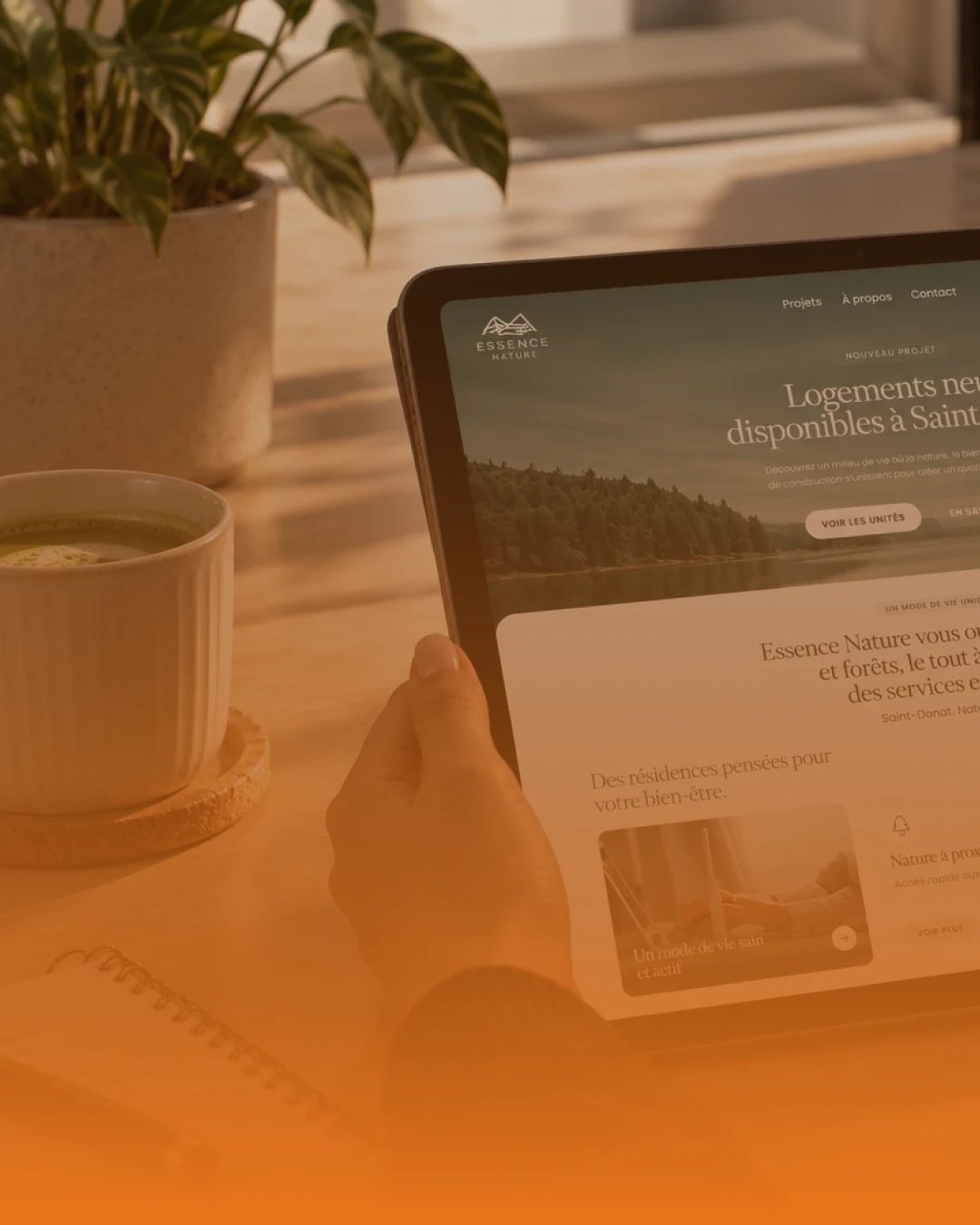 Essence Nature — Site web pour un projet immobilier : présentation des unités, de la région et prise de contact.